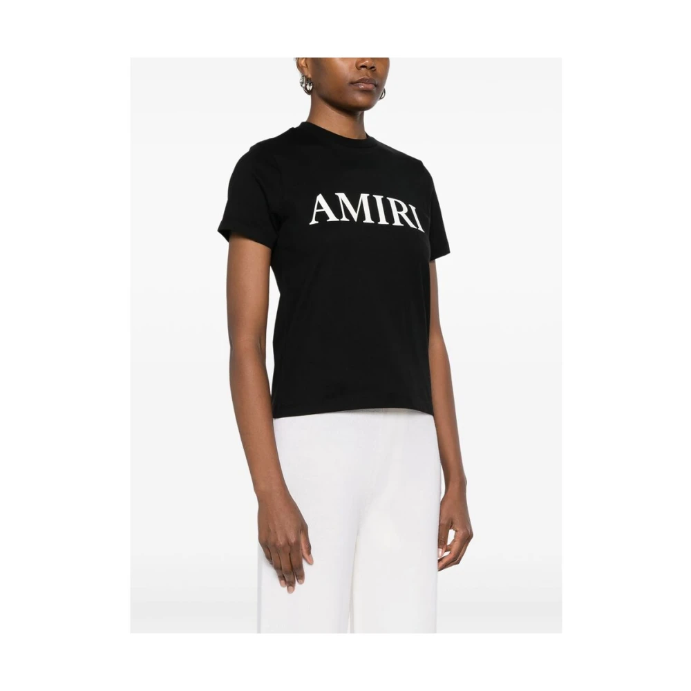 Amiri Zwart Wit Katoenen Jersey Crew Neck T-shirt Black Dames