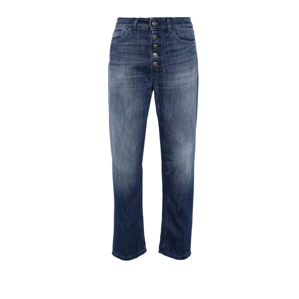 Dondup Katoenen Cropped Jeans met Juweeldetail Blue Dames