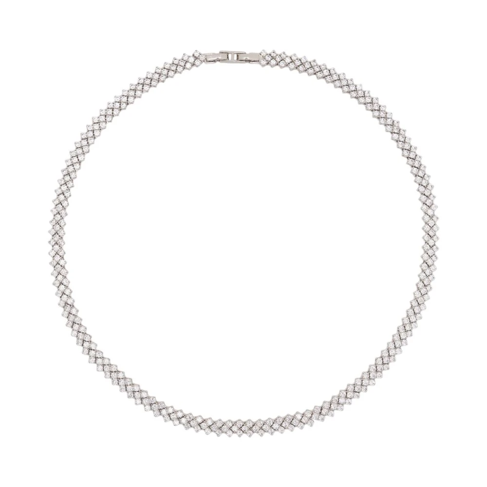 Self Portrait Gray Necklaces, Female, One Size, Crystal Necklace