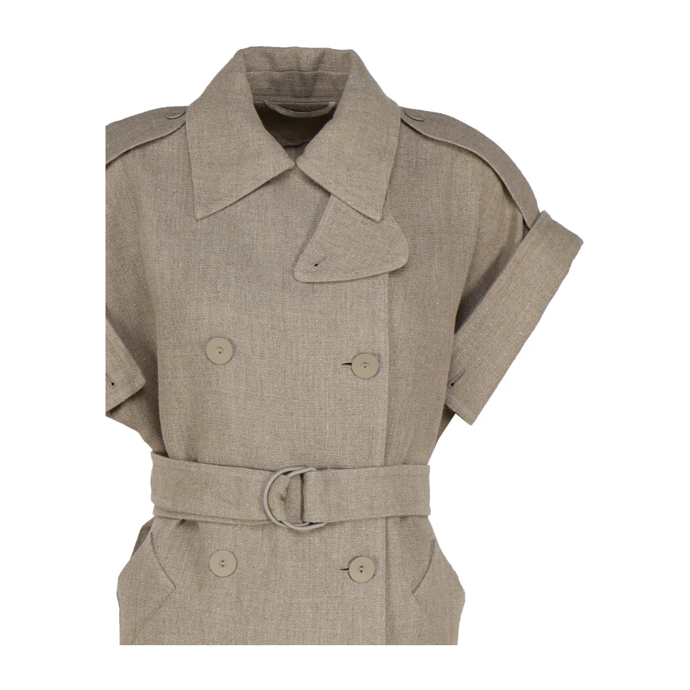 Max Mara Beige Linnen Trenchcoat Jurk Beige Dames