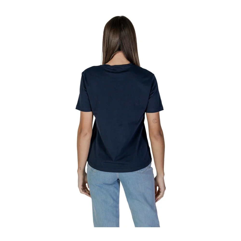 Vila Blauw Katoenen Crew Neck T-shirt Blue Dames
