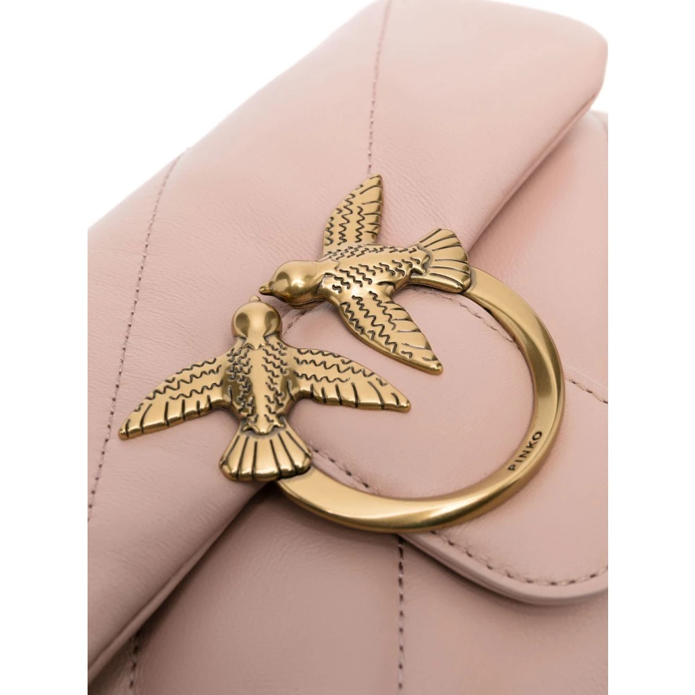 pinko Chique Leren Schoudertas in Roze Goud Pink Dames