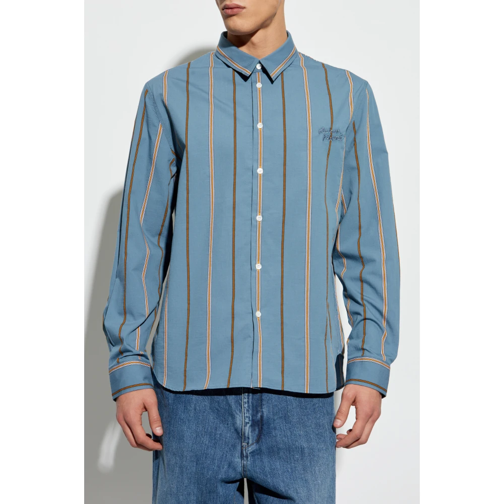 Maison Kitsuné Shirt met logo Blue Heren