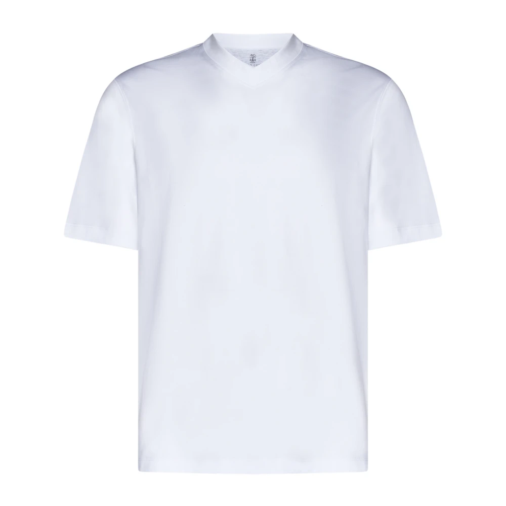 BRUNELLO CUCINELLI Witte V-hals T-shirts en Polos White Heren