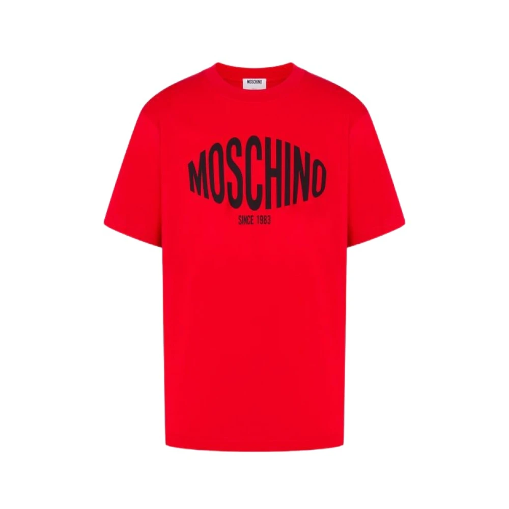 Moschino Unisex Rood Tops M, Katoen, T-Shirt Van Bedrukte Katoenen Jersey
