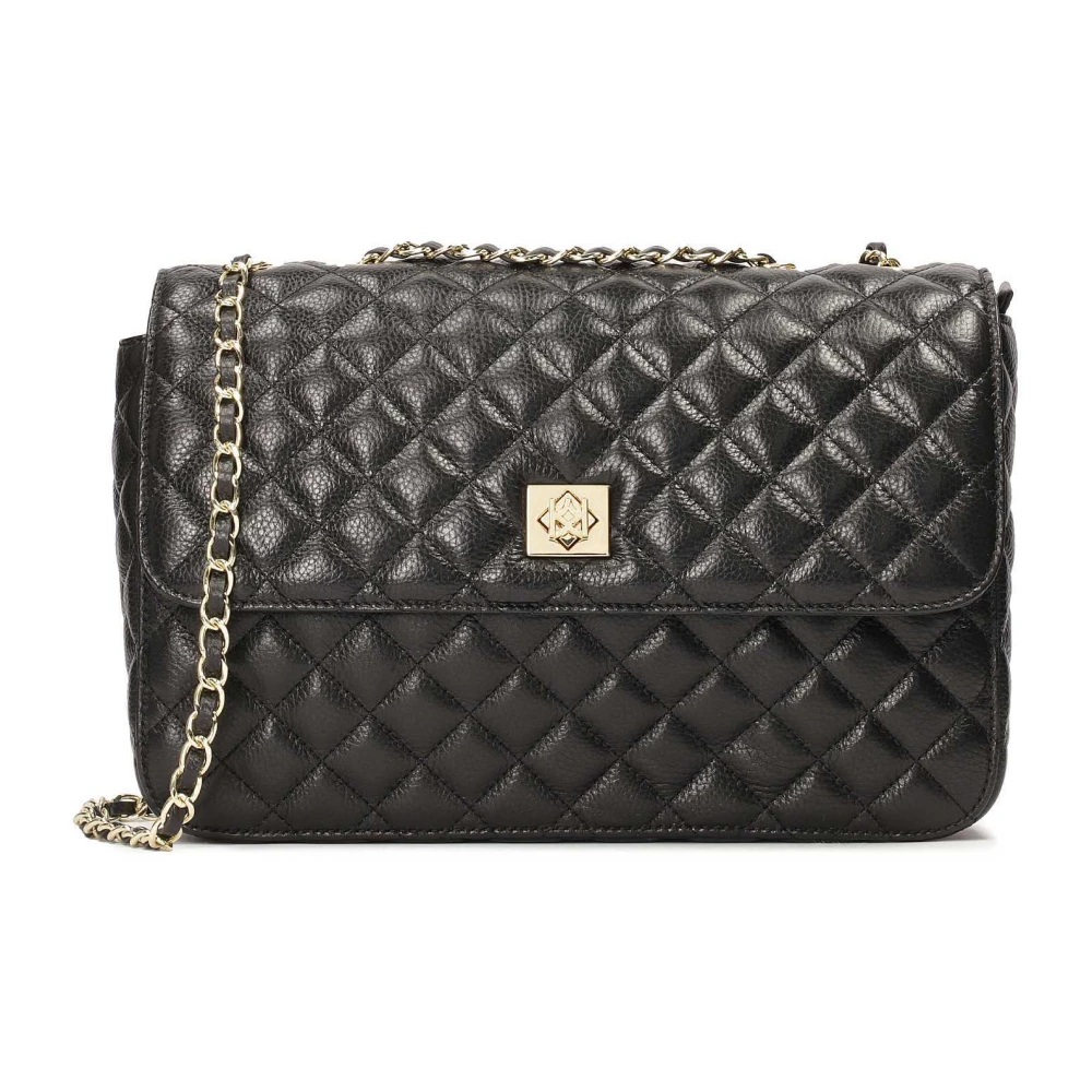 Kazar Zwarte leren schoudertas met gewatteerd patroon Black Dames