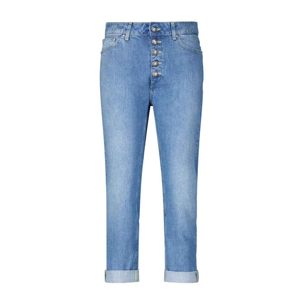 Dondup Women's Blue Elegant Loose-Fit Jeans With Jewelry Buttons