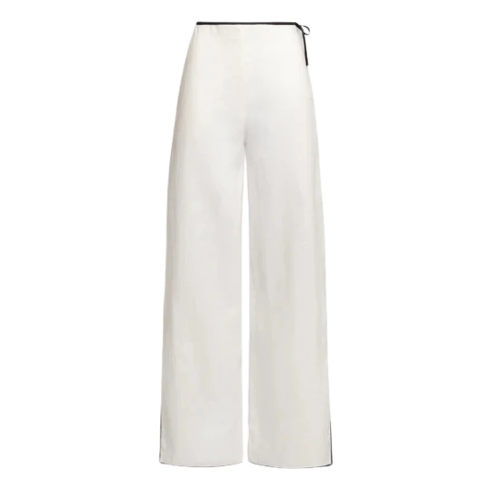 Weili Zheng Women's White Wide Trousers, S, Pantalone Pigiama