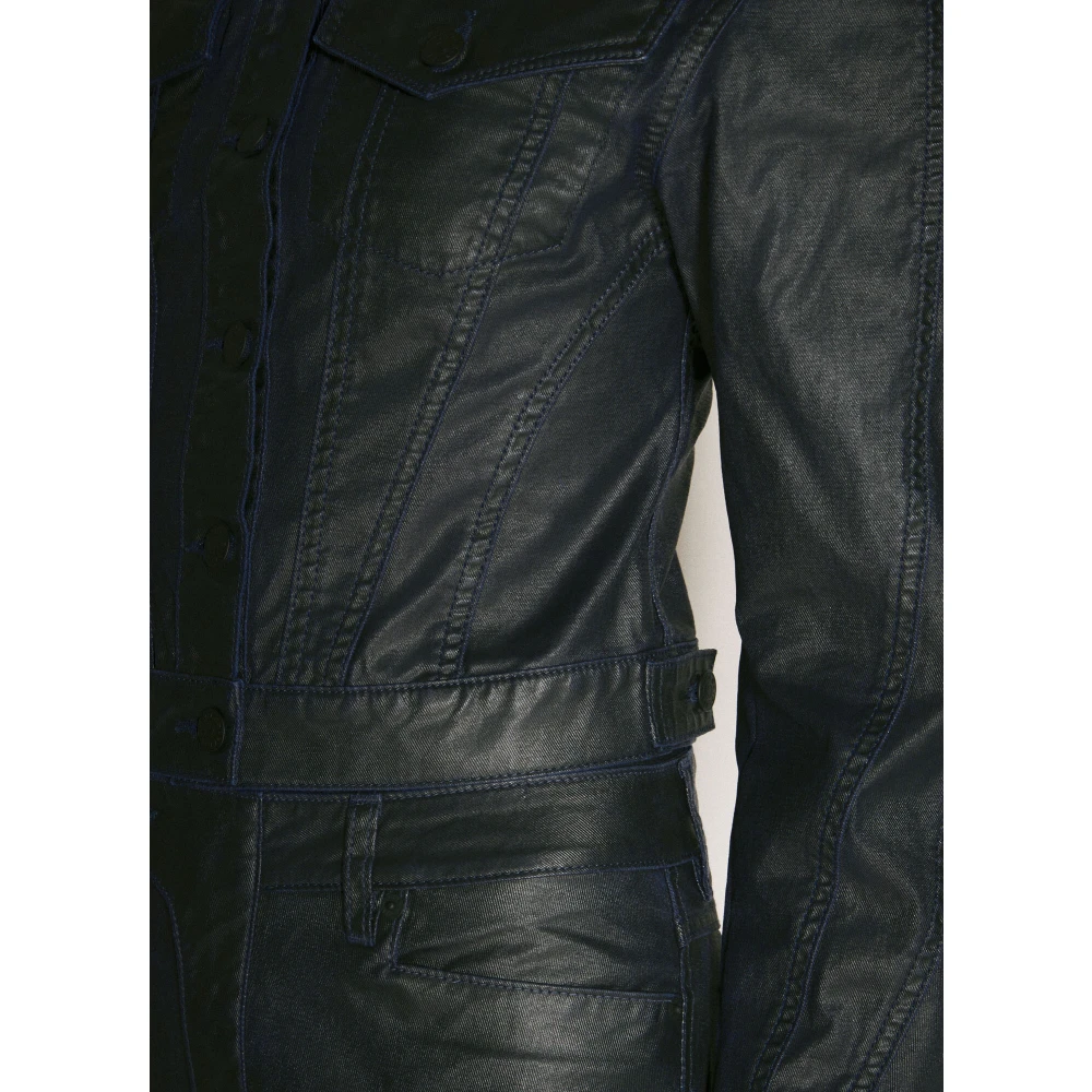 Mugler Gewaxte Denim Jack Black Dames