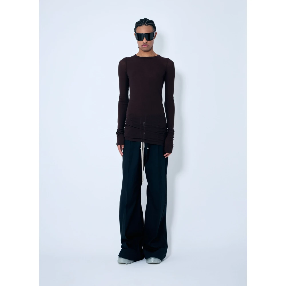 Rick Owens Rib Long Sleeve Crewneck T-Shirt Brown Heren