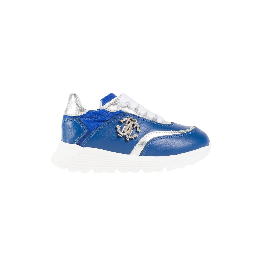 Roberto Cavalli Mannelijk Blauw Rc Monogram Leather Sneakers