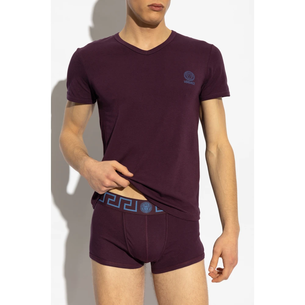 Versace Katoenen ondergoed t-shirt Purple Heren