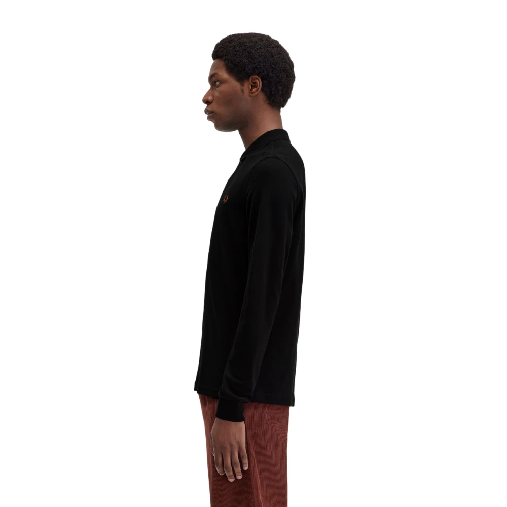 Fred Perry Zwarte Polo met Lange Mouwen van Katoen Black Heren