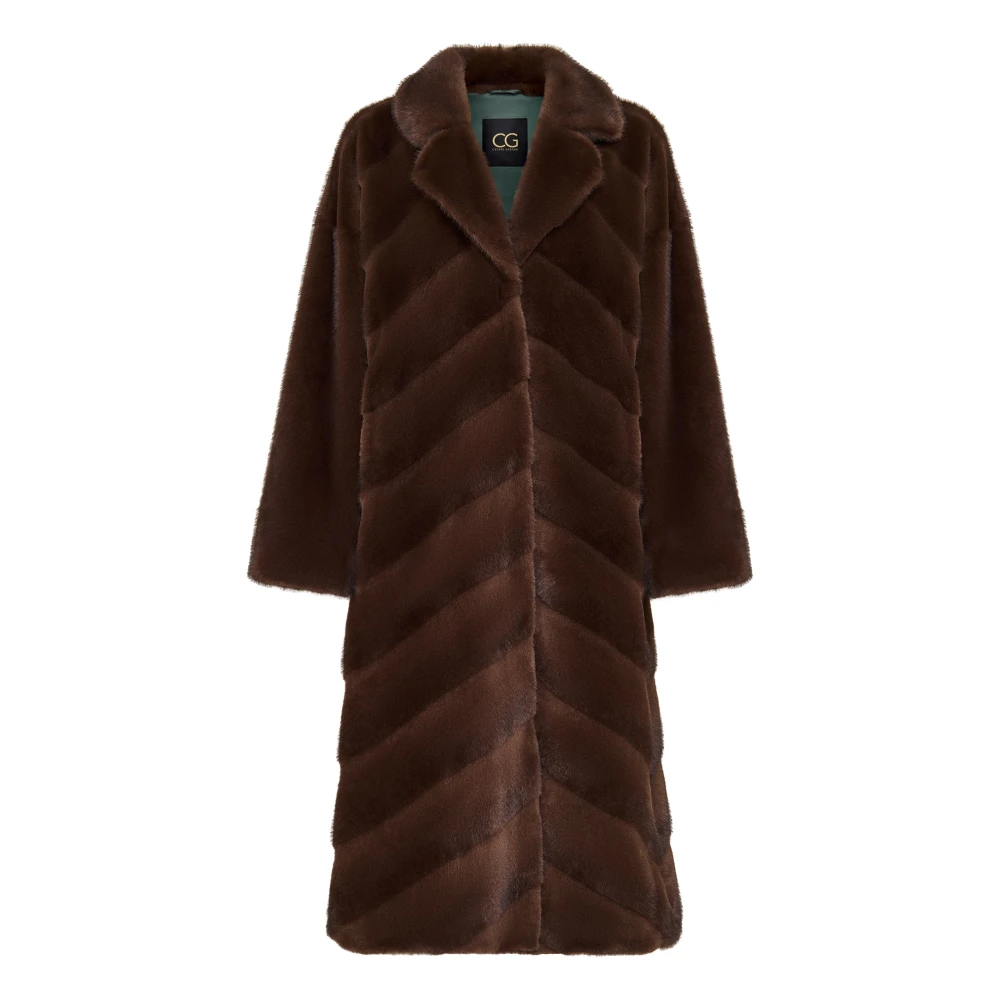 Cesare Gaspari Oversized Faux Fur Coat Bruin Brown Dames