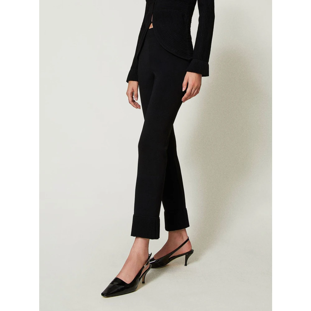 Twinset Zwarte Cropped Flare Broek Black Dames