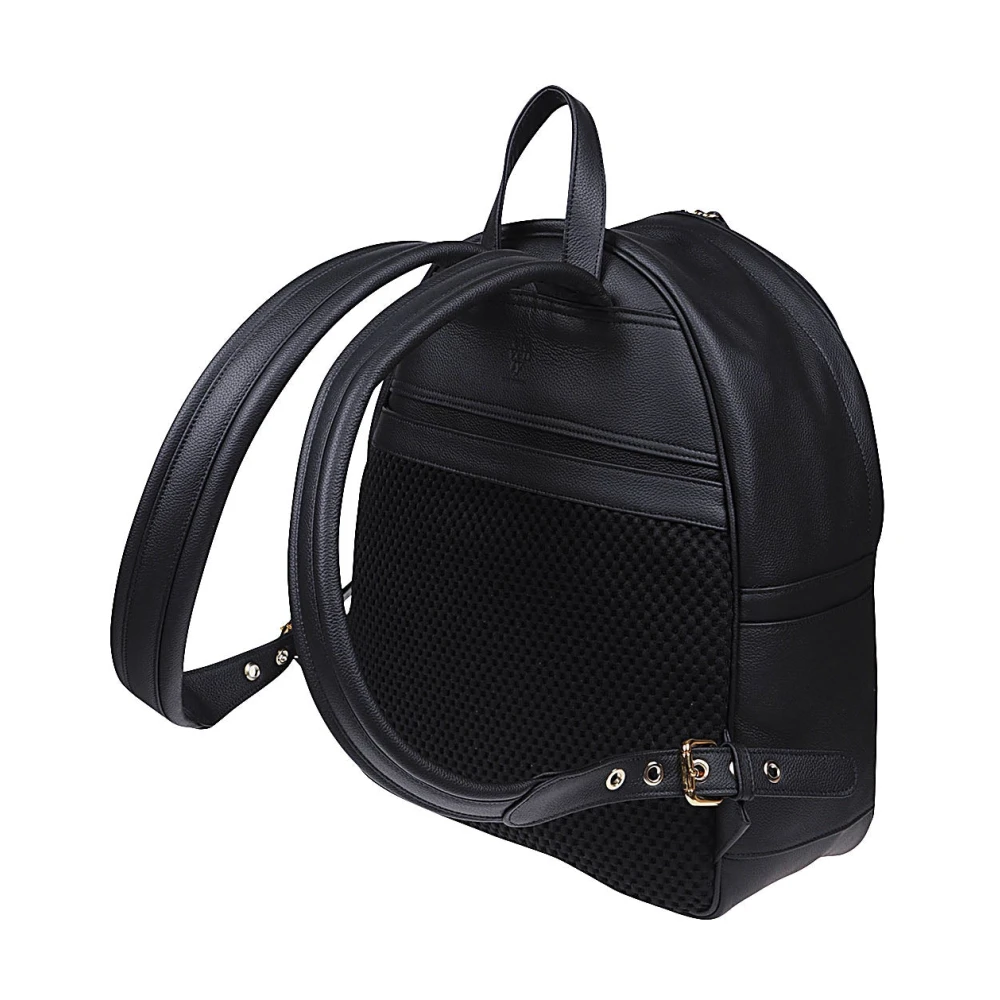 Eleventy Hertenprint Leren Rugzak Black Heren