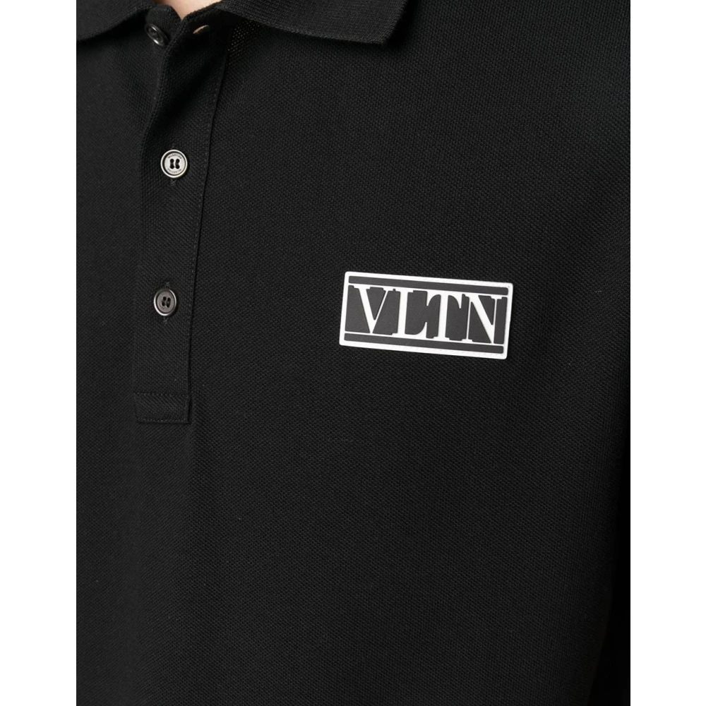 Valentino Logo Tag Polo Shirt Black Heren