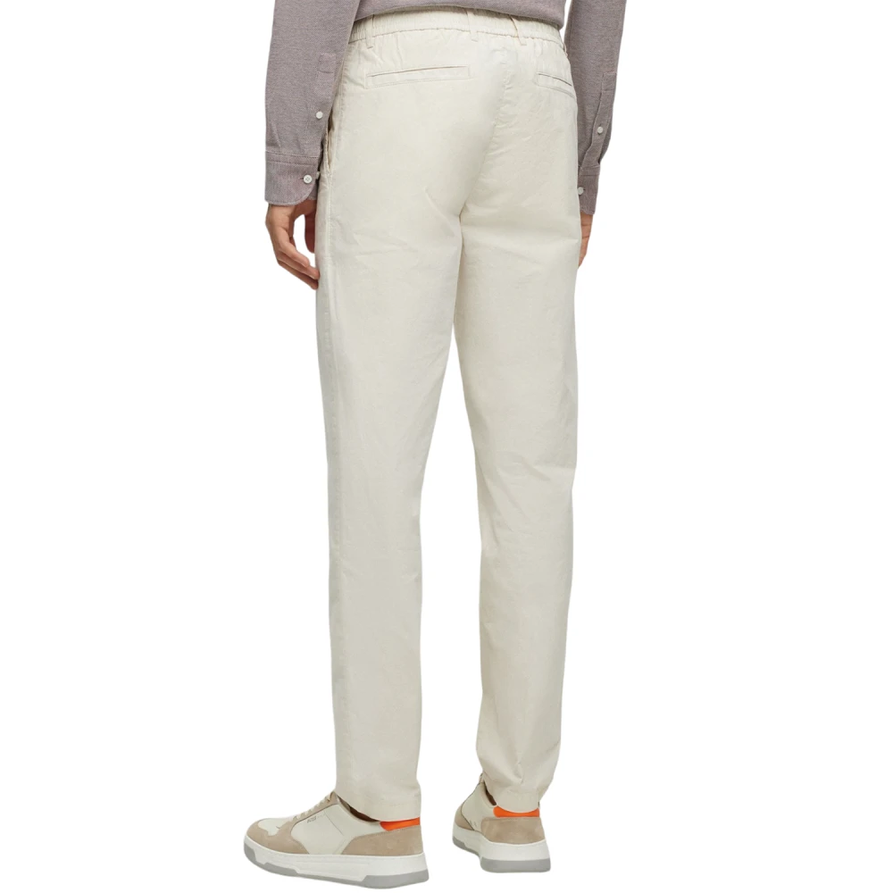 Boss Witte elastische katoenen broek met taps toelopende pijpen White Heren