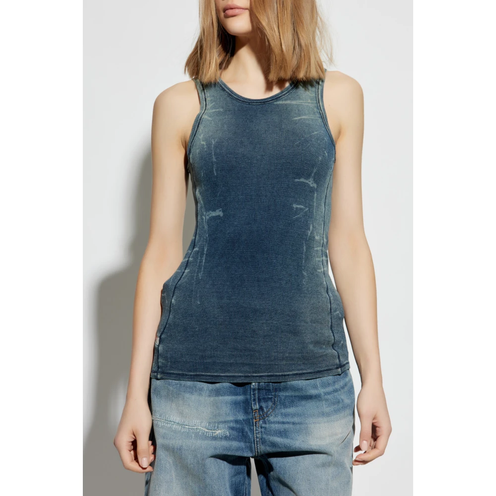 Diesel Geribbelde top Blue Unisex