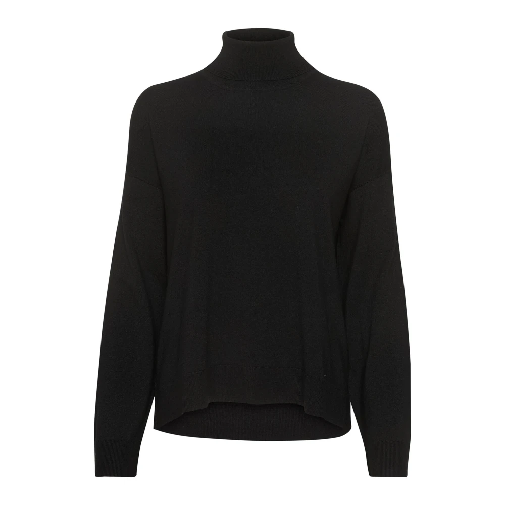My Essential Wardrobe Zwarte Gebreide Rollneck Pullover Trui Black Dames