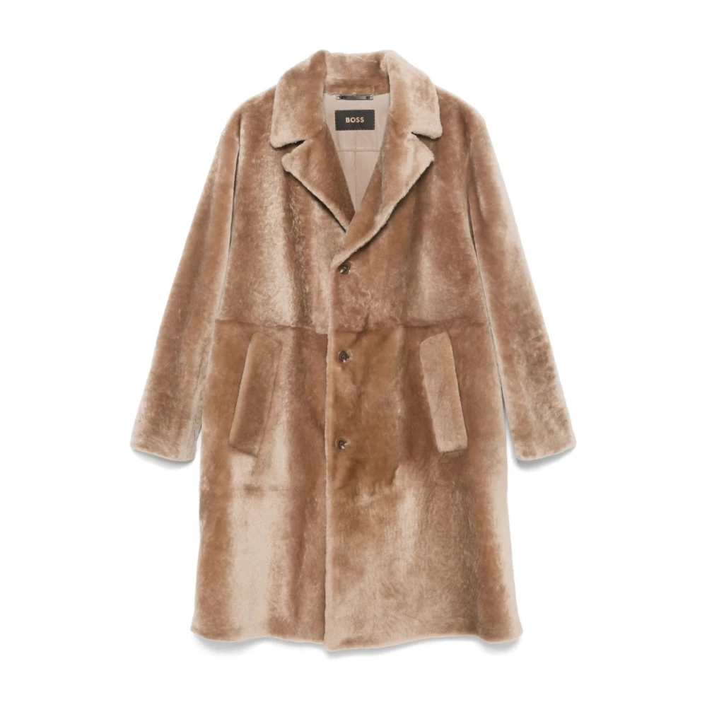 Hugo Boss Shearling jas met inkeping revers Beige Heren