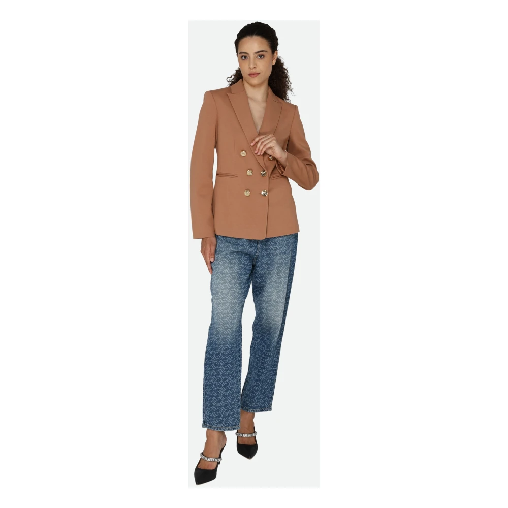 pinko Bruine Double-Breasted Blazer Brown Dames