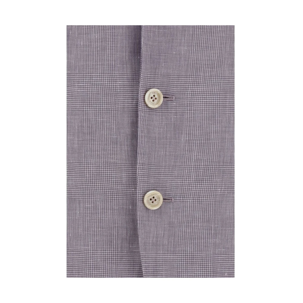 BRUNELLO CUCINELLI Wollen Geruite Blazer Jas Purple Heren