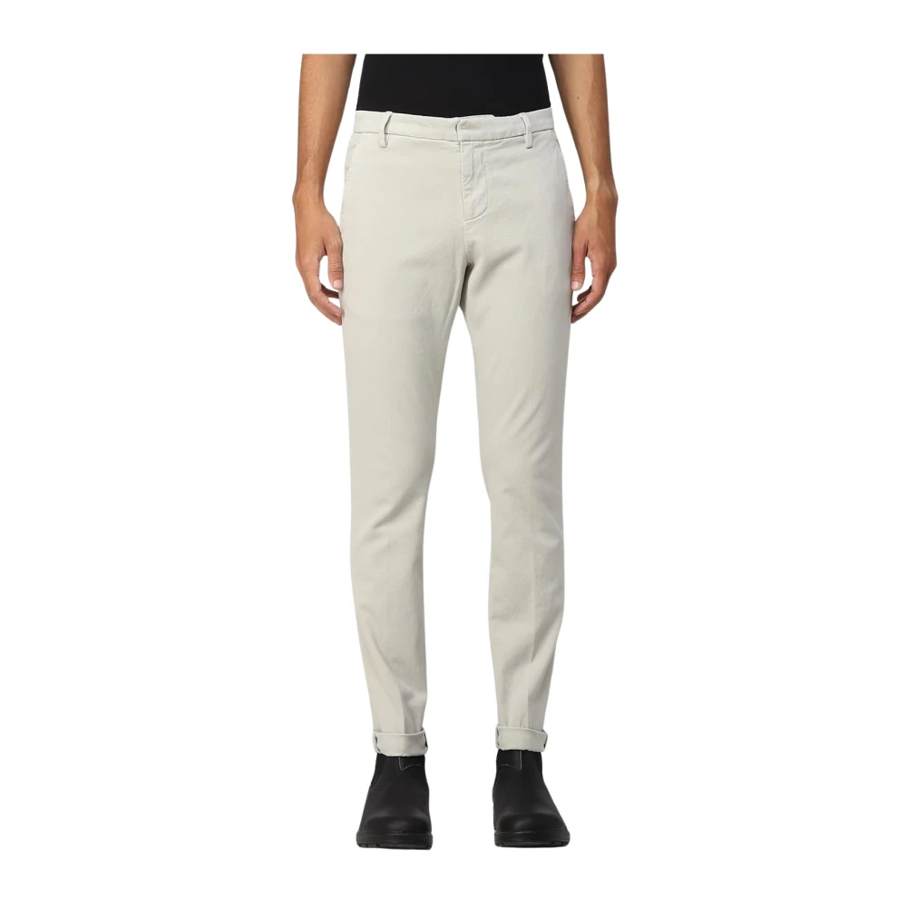 Dondup Men's White Slim Fit Casual Trousers - Slim-Fit Trousers - W34 - Trousers