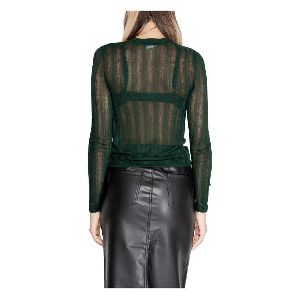 Vila Groene Gebreide Trui Ronde Hals Herfst Winter Green Dames