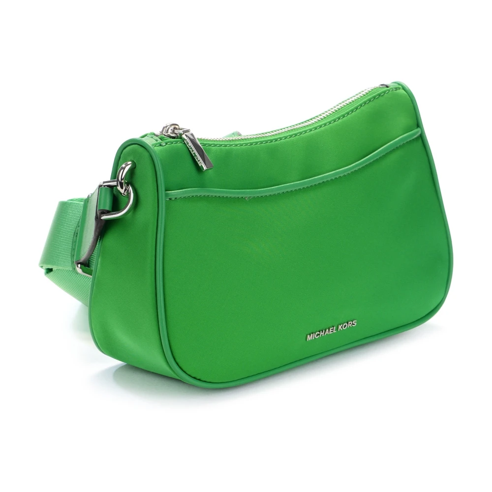 Michael Kors Groene nylon schoudertas met zilveren metalen details