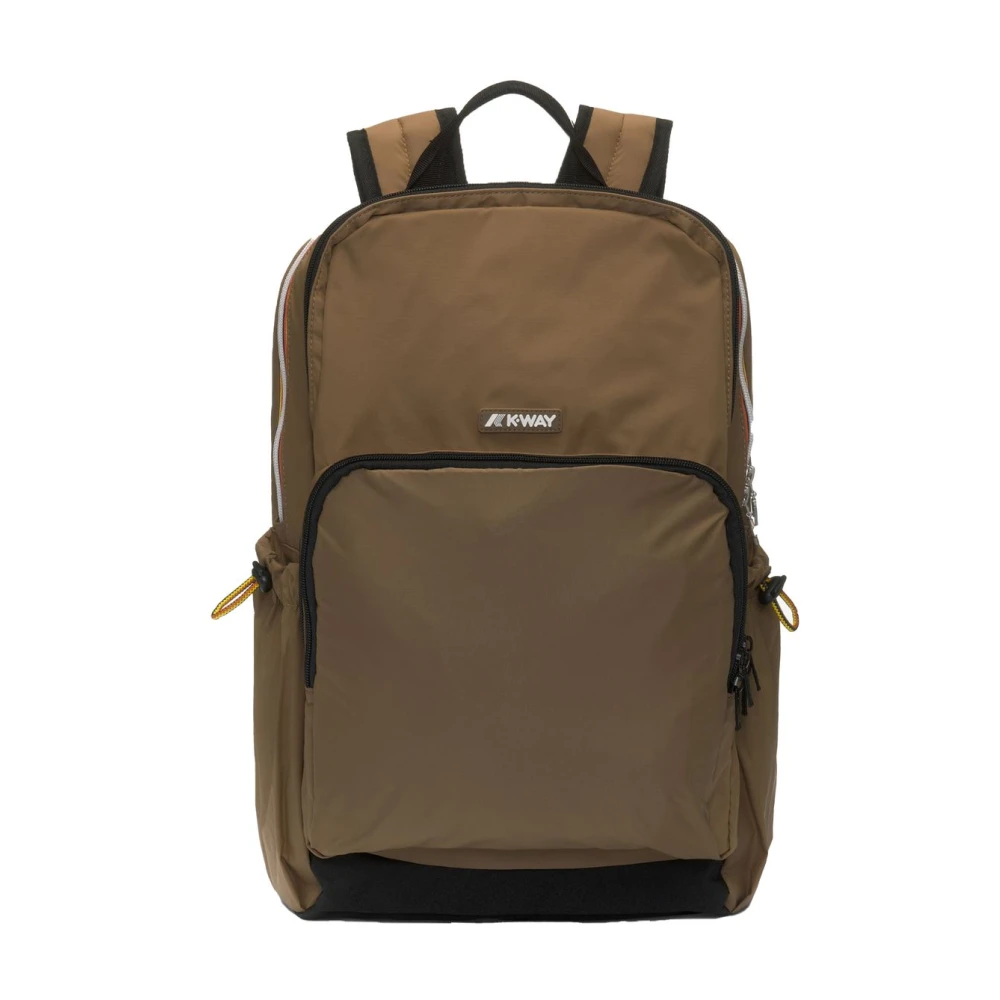 K-way Stijlvolle Laptop Rugzak met Meerdere Compartimenten Brown Heren