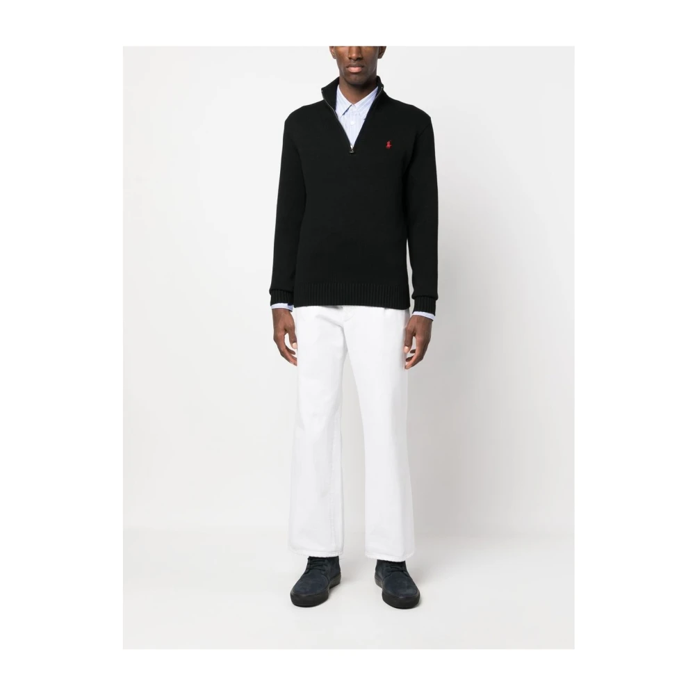 Polo Ralph Lauren Zwarte Katoenen Trui met Hoge Kraag Black Heren