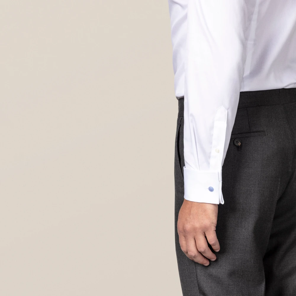 Eton Witte Twill Overhemd met Franse Manchet White Heren