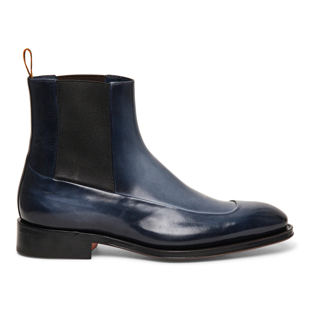 Santoni Herr läder Chelsea boot Blue, Herr