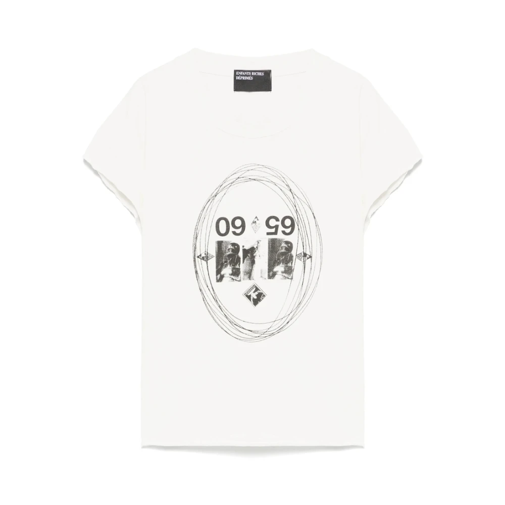 Enfants Riches Déprimés Wit Crew Neck T-shirt met Omgeslagen Rand White Heren