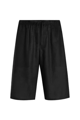 Svarta linneshorts med dragsko