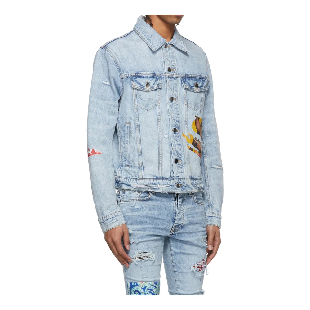 Amiri Playboy Magazine Trucker Denim Jack Blue Heren
