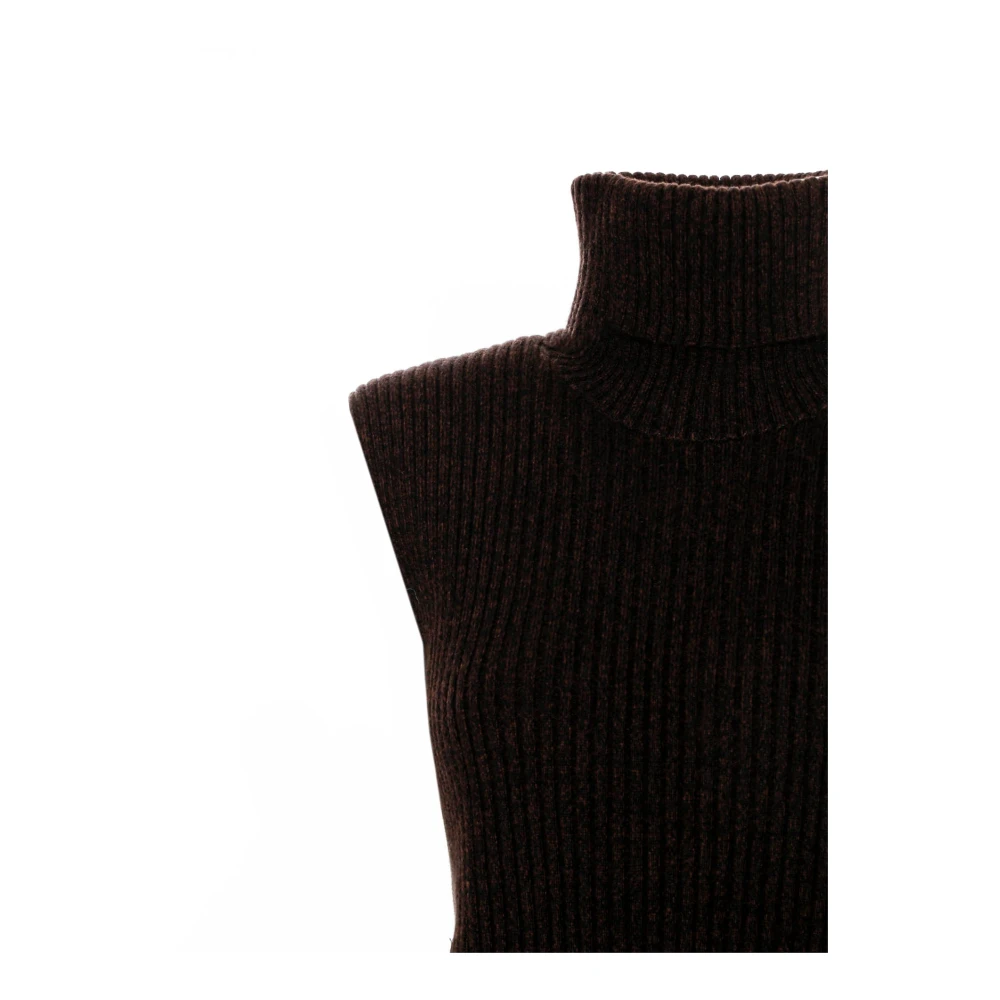 Holzweiler Geribbelde Mouwloze Gebreide Vest Brown Dames