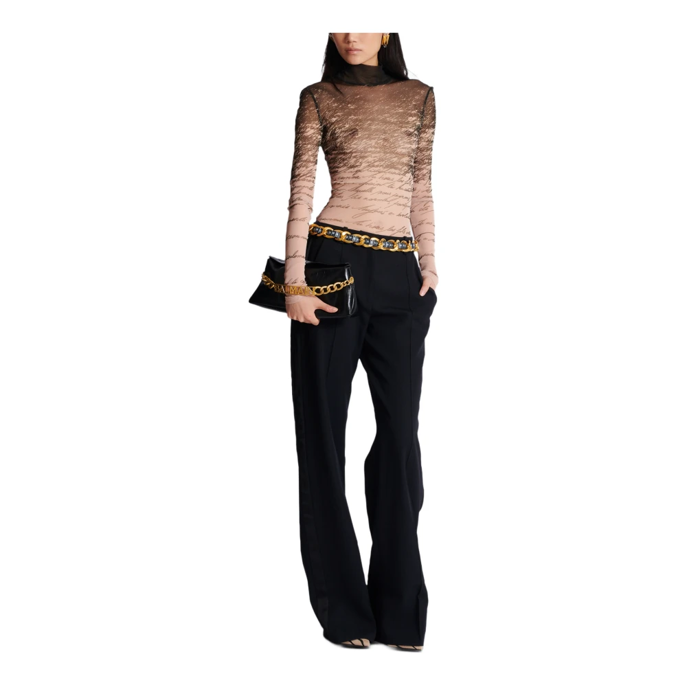 Balmain Lange mouwen top met 'Love Letter' print Brown Dames