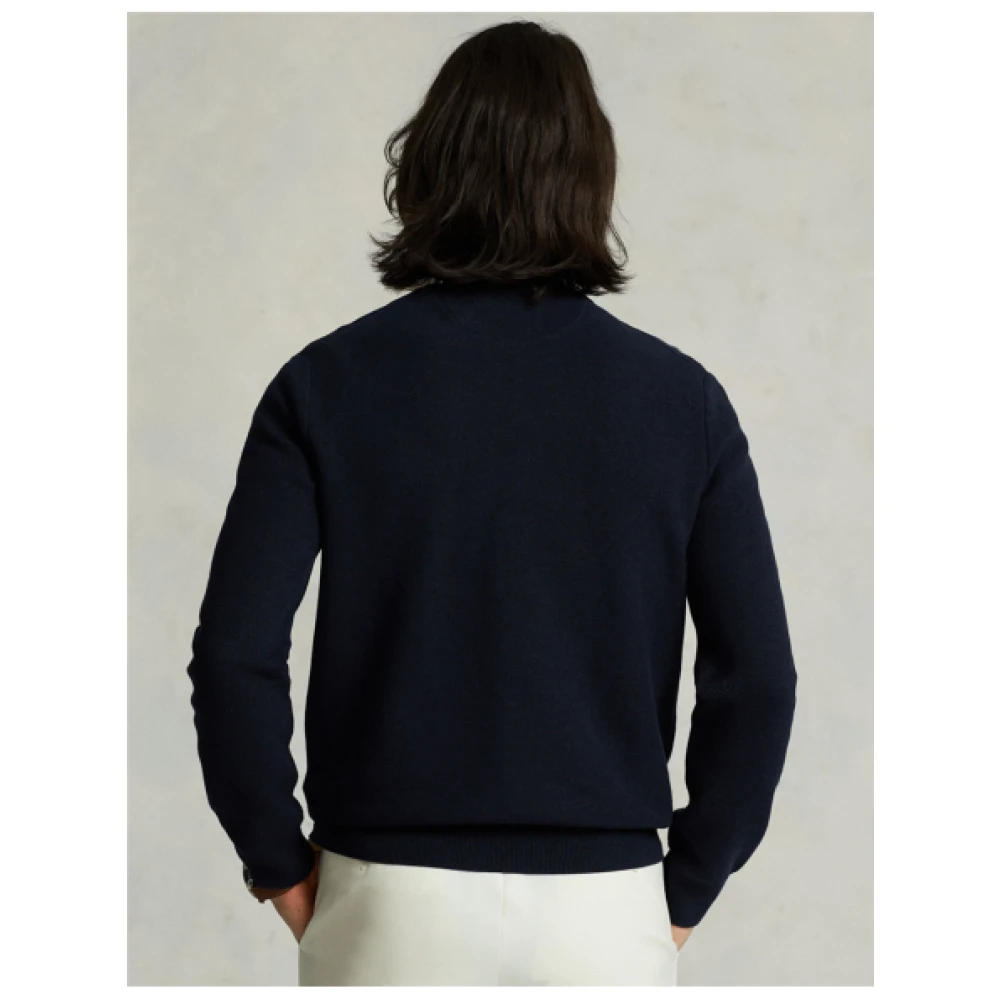 Polo Ralph Lauren Navy Heather Pima Katoenen Ronde Hals Trui Blue Heren