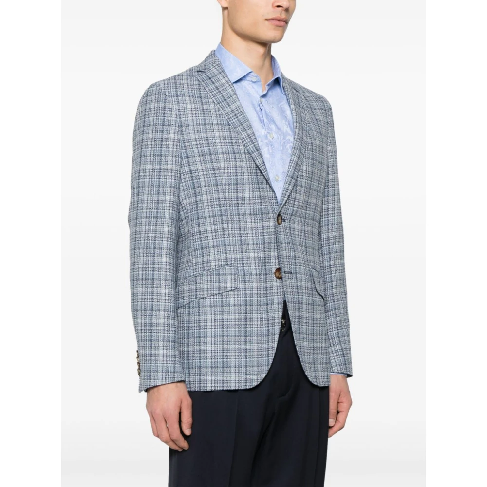 ETRO Lichtblauwe Blazer met Knopen en Zakken Blue Heren