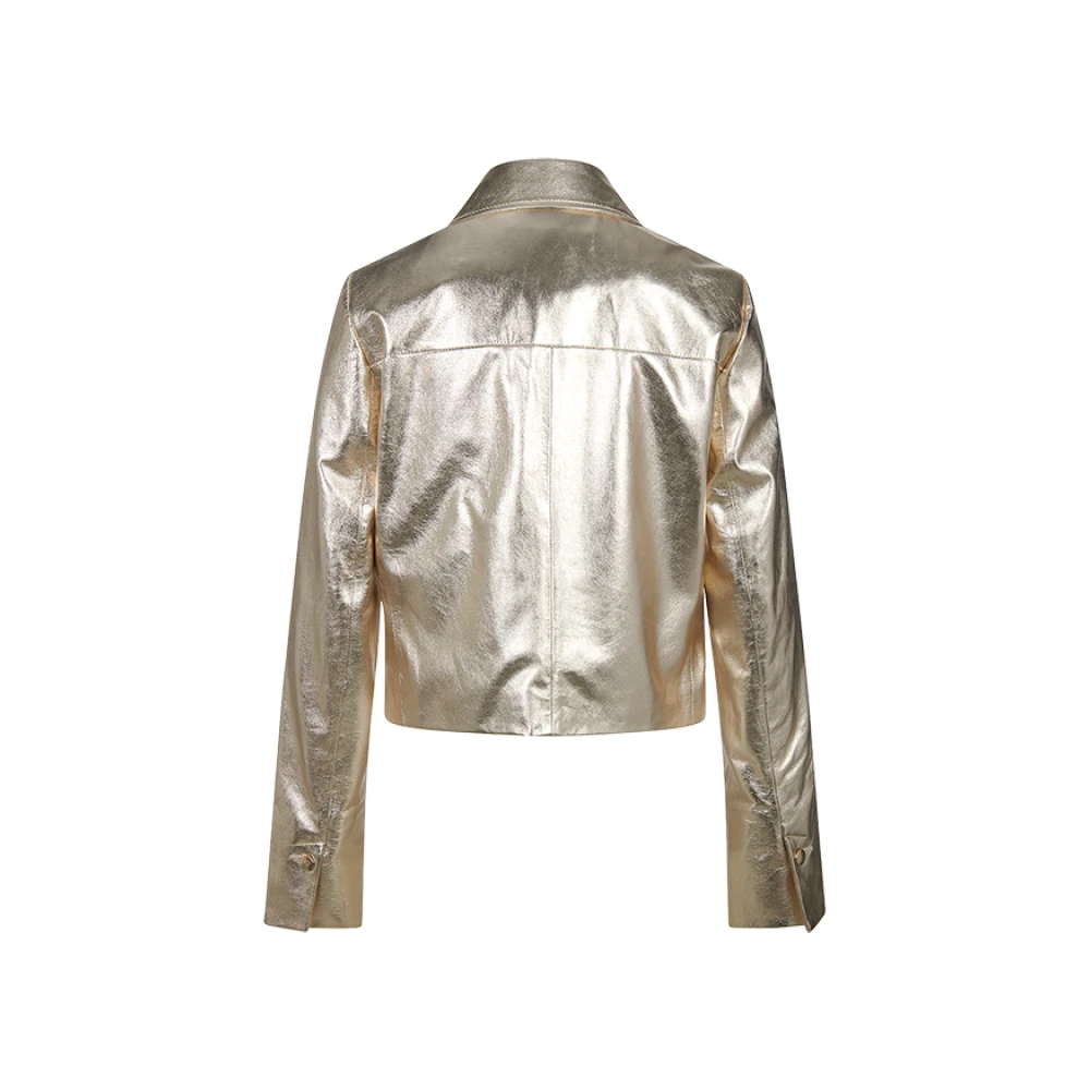 RIANI Metallic Leren Jas met zijzakken Yellow Dames