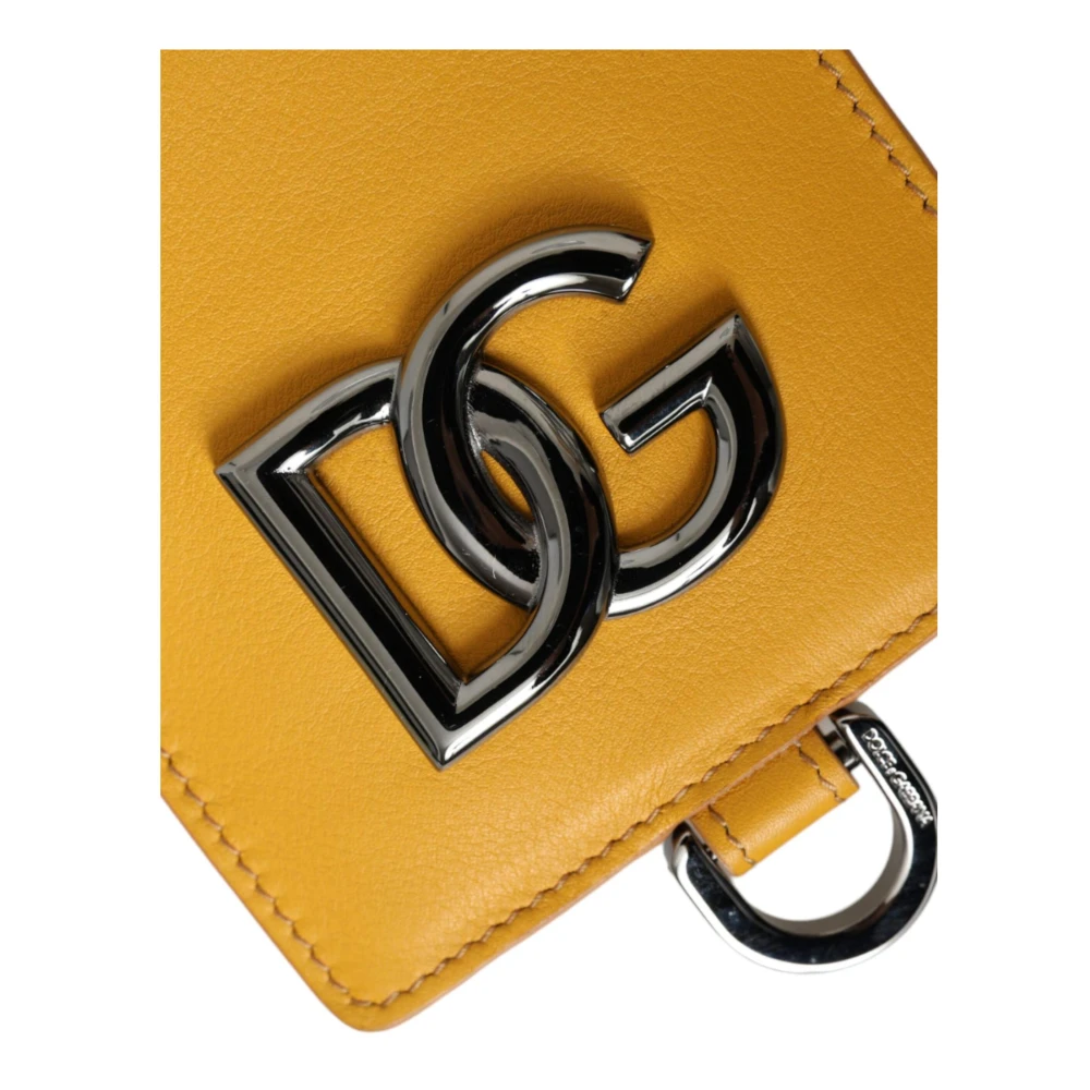 Dolce & Gabbana Luxe Leren Kaarthouder Portemonnee Orange Heren