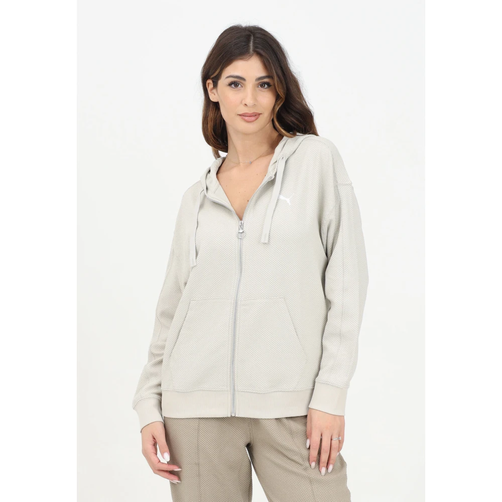 Puma Beige Sweater met rits en capuchon Gray Dames