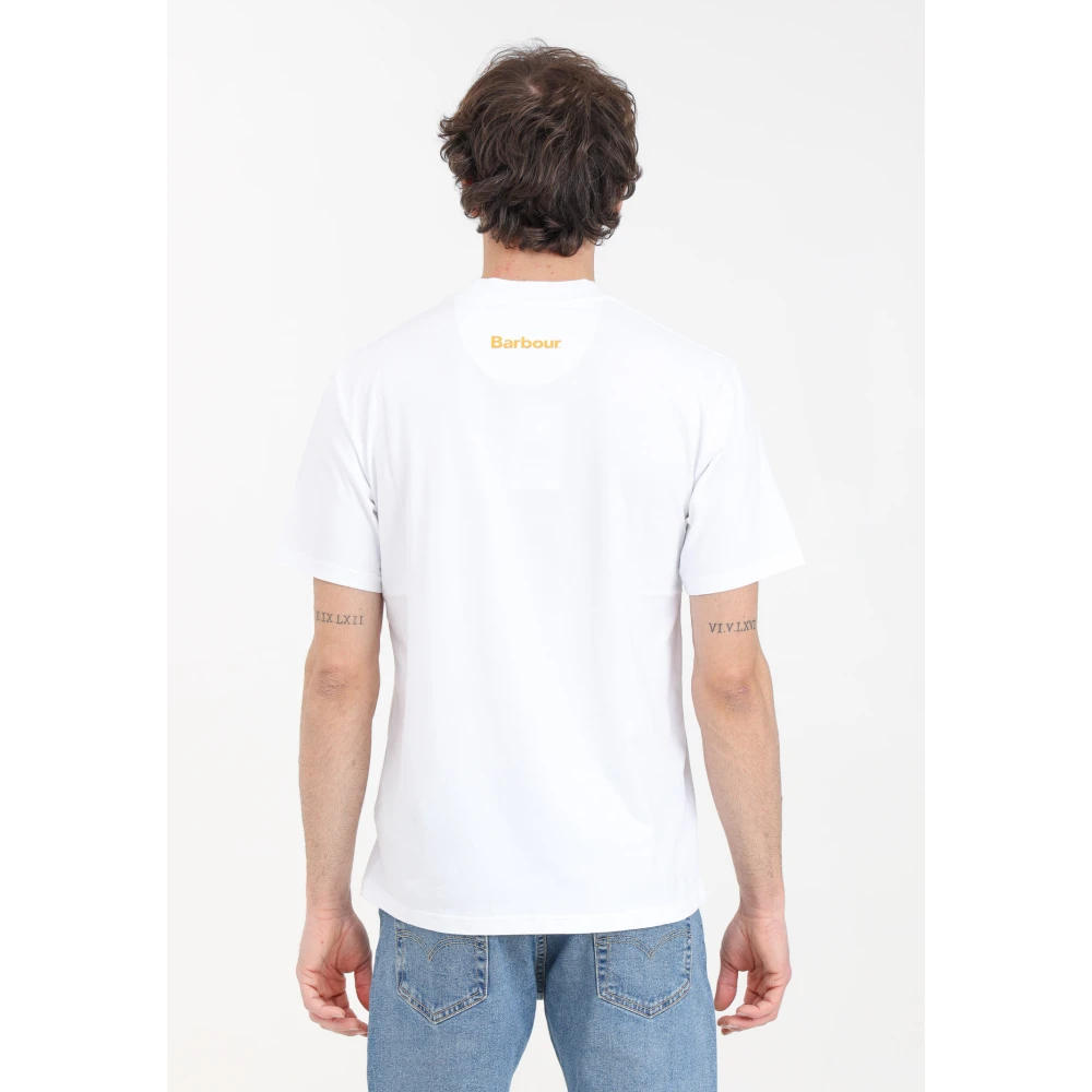 Barbour Wit T-shirt met Kleurrijke Print White Heren