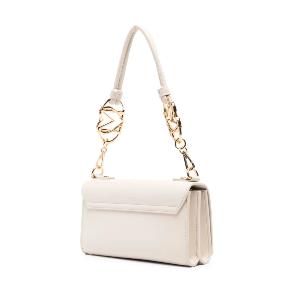 Love Moschino Beige Schoudertas met Vouwsluiting en Compartiment Beige Dames