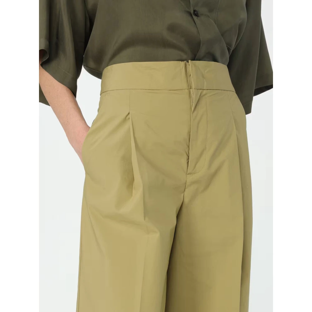 Twinset Straight Fit Popeline Broek Green Dames