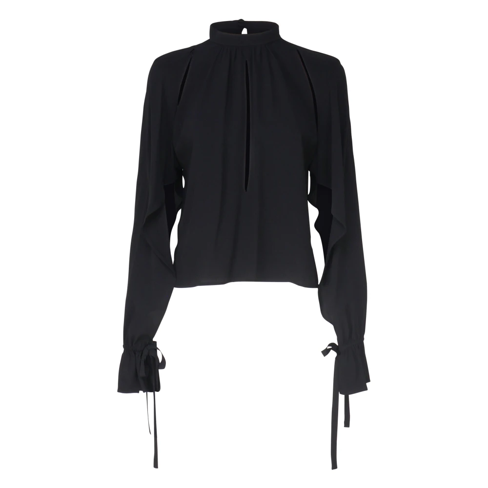 Pinko Black Blouses, Female, Xl, Silk Blend Blouse With Vertical Cut-Out