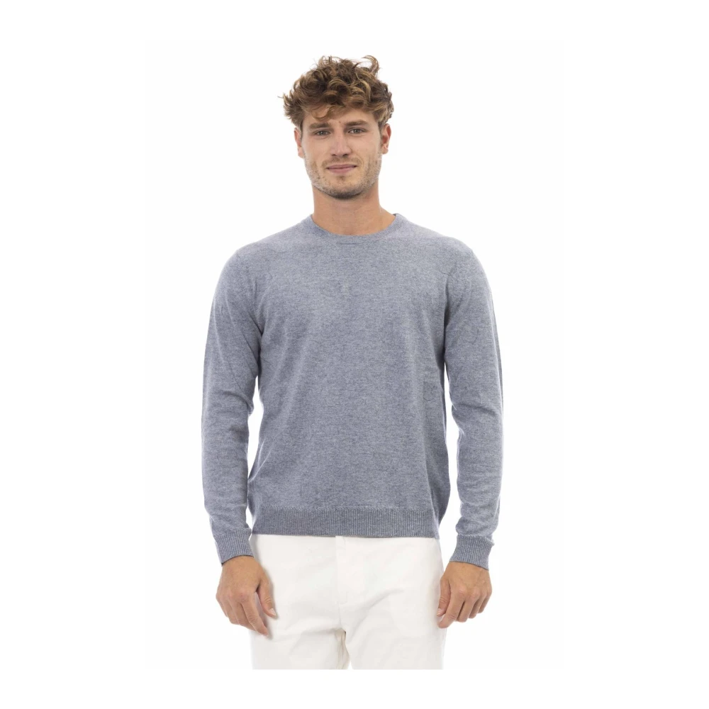 Alpha Studio Luxe Wolmix Crew Neck Sweater Gray Heren