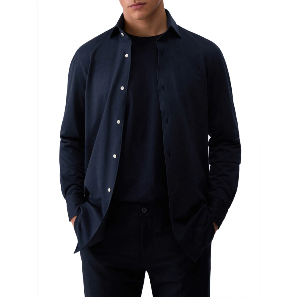 Liu Jo Mannelijk Blauw Overhemden Heren, L, Katoen, Poplin Shirt